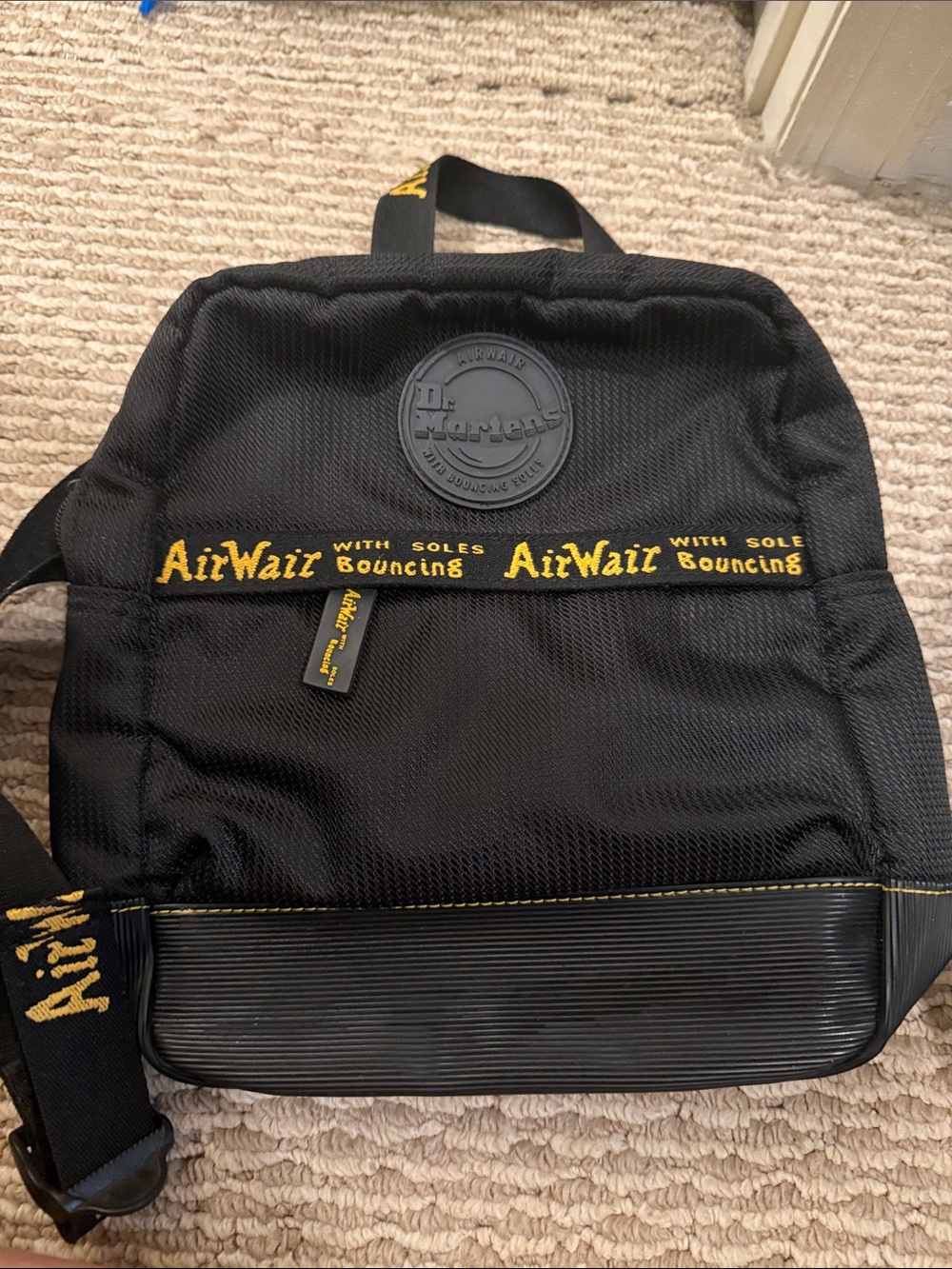 Dr. Martens Black Backpack with Yellow AirWair Accent